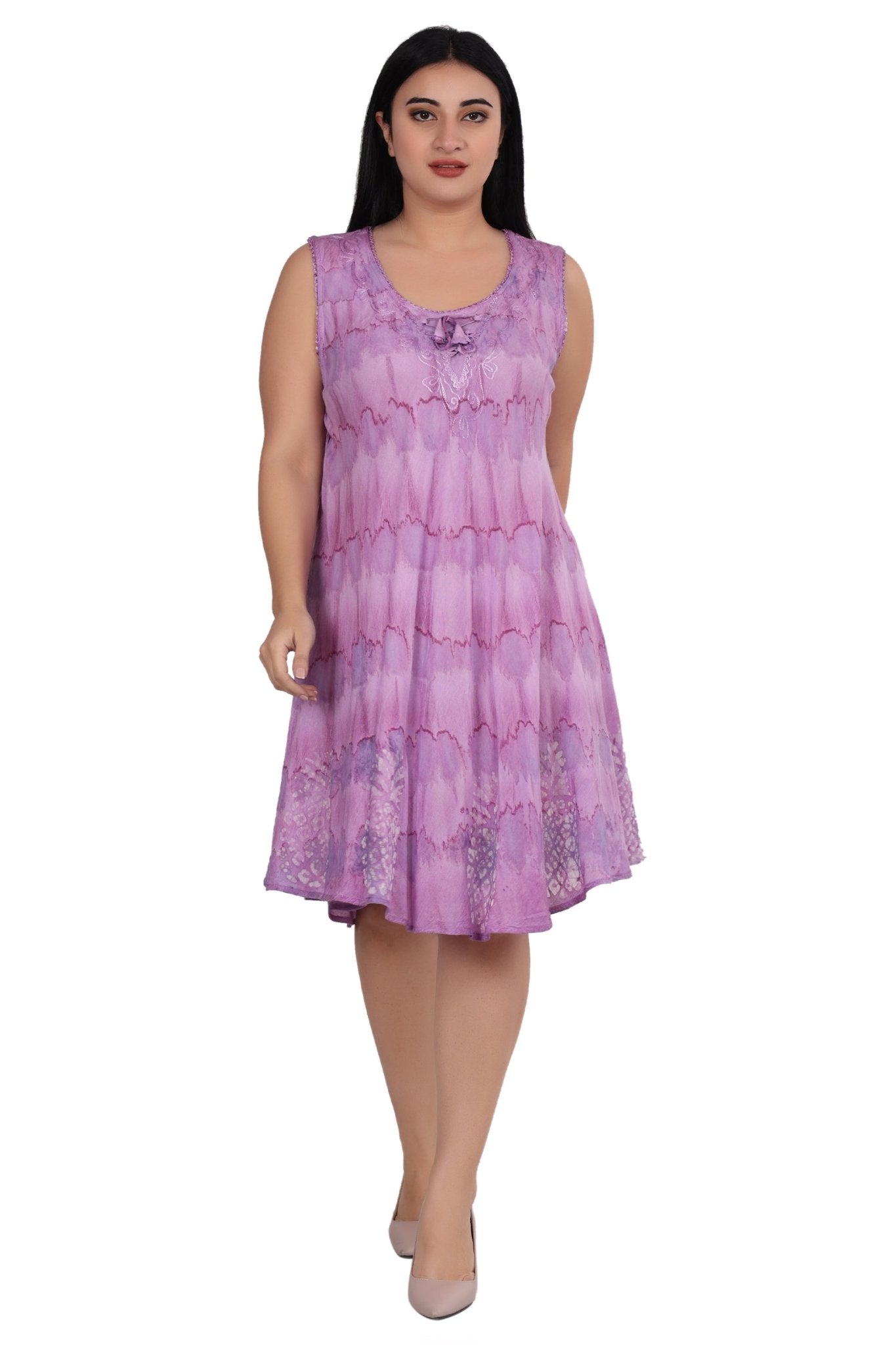 Pineapple Block Print Tie Dye Dress 362203RD - Advance Apparels Inc