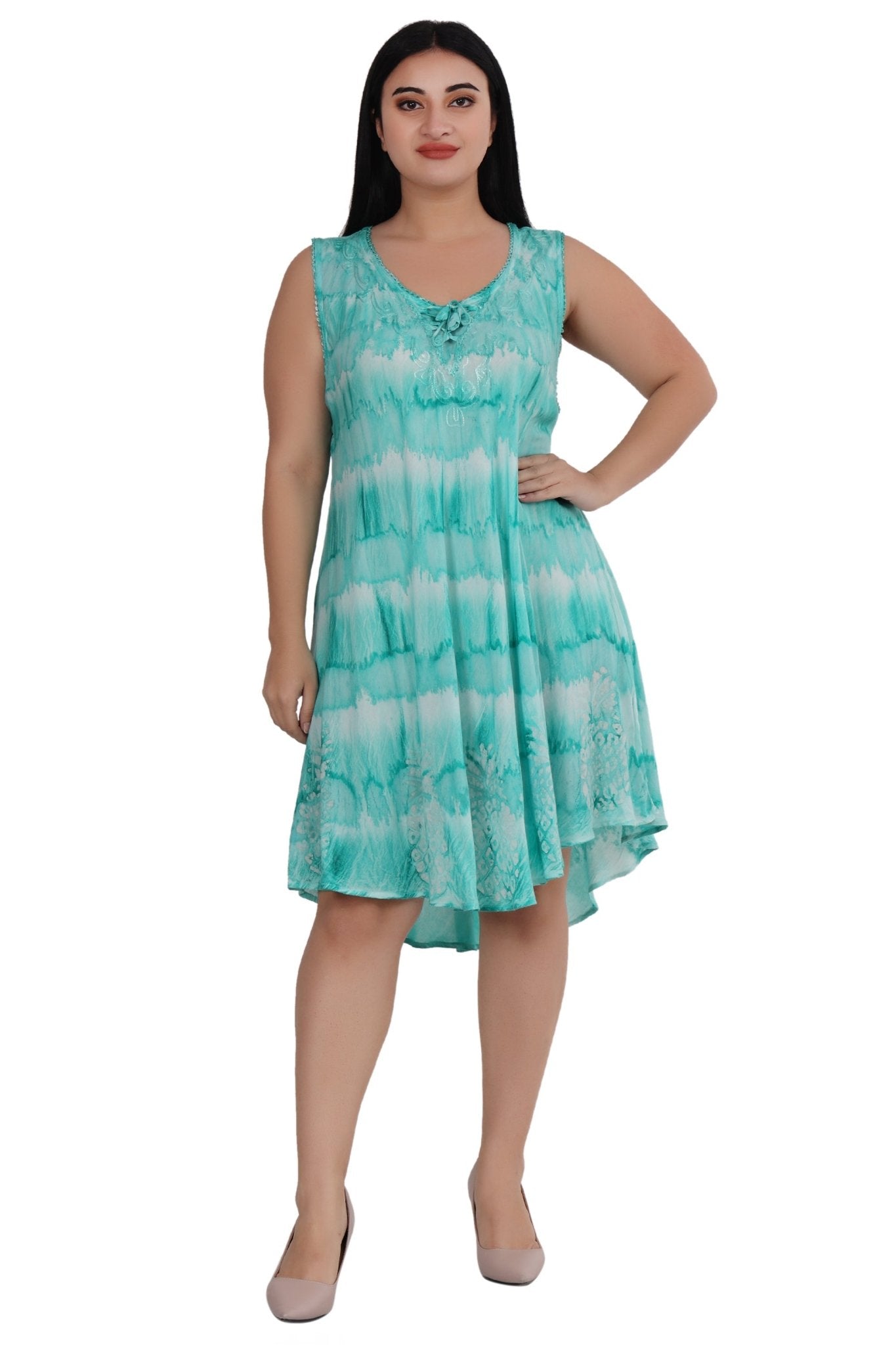 Pineapple Block Print Tie Dye Dress 362203RD - Advance Apparels Inc
