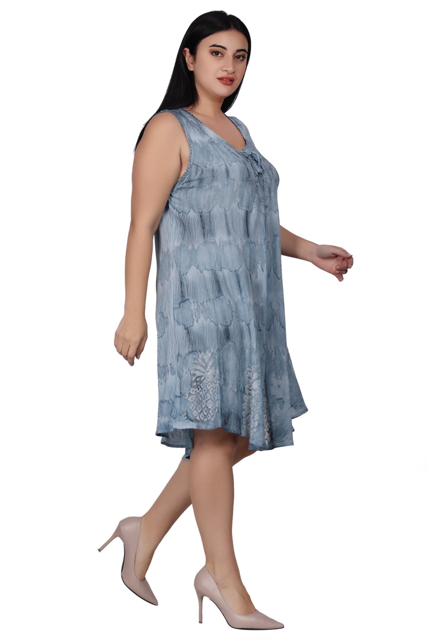 Pineapple Block Print Tie Dye Dress 362203RD - Advance Apparels Inc