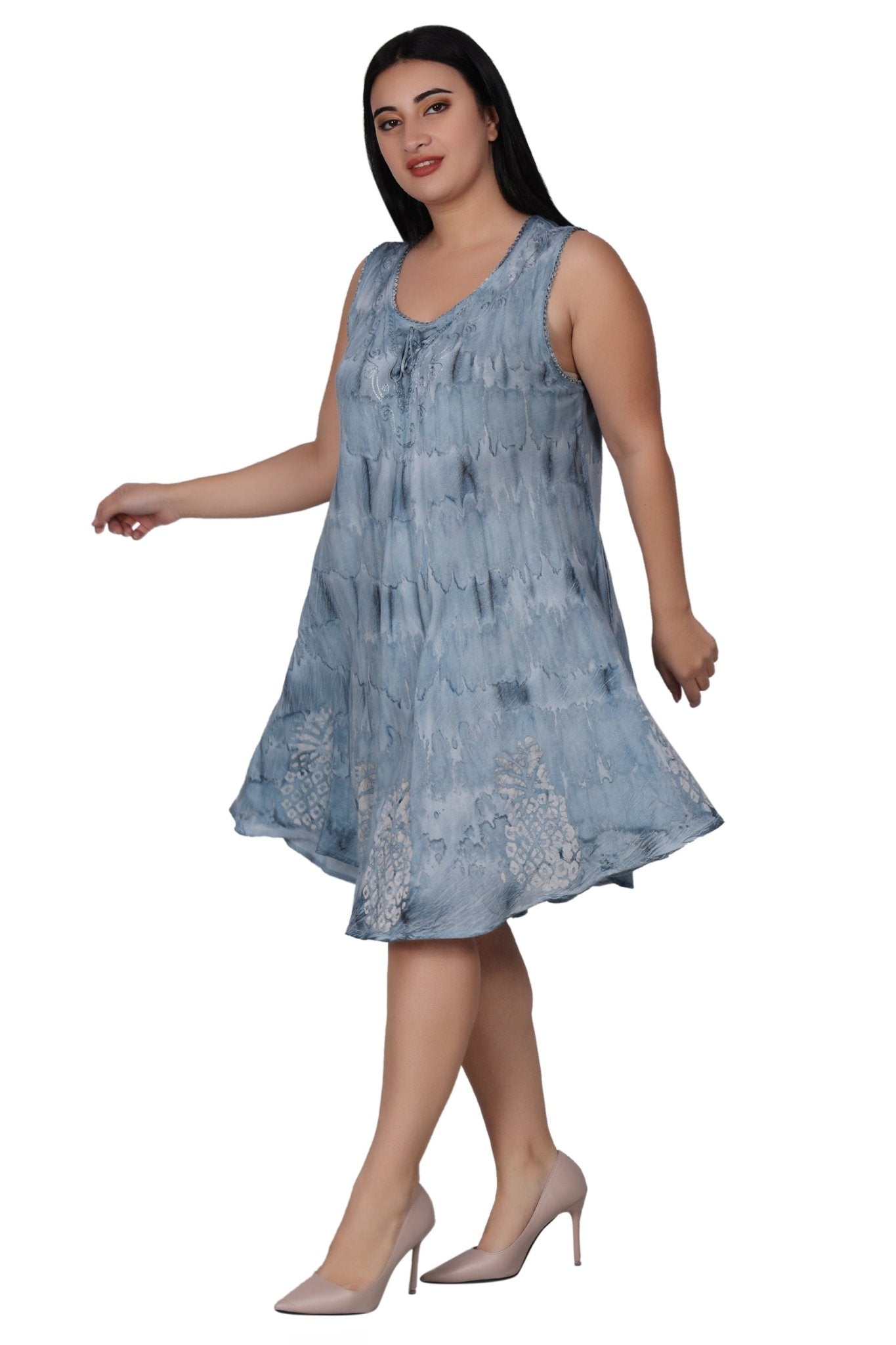 Pineapple Block Print Tie Dye Dress 362203RD - Advance Apparels Inc