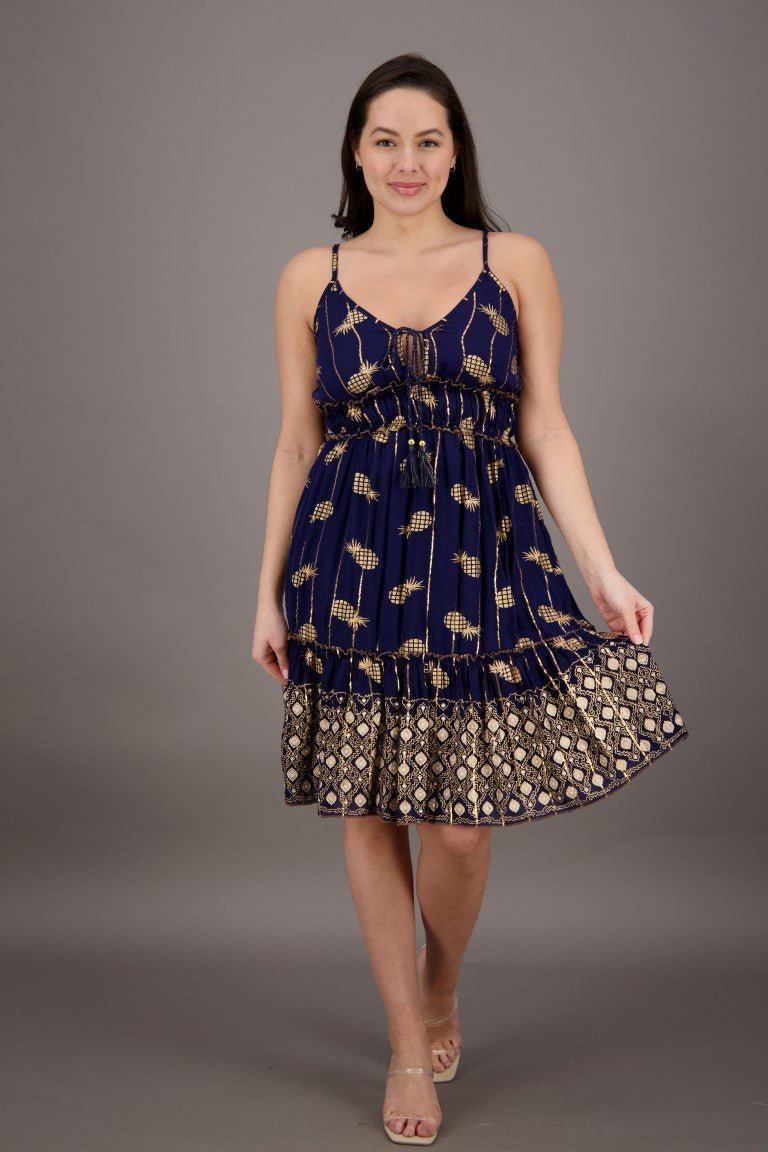 Pineapple Gleam Boho Dress 23951 - Advance Apparels Inc