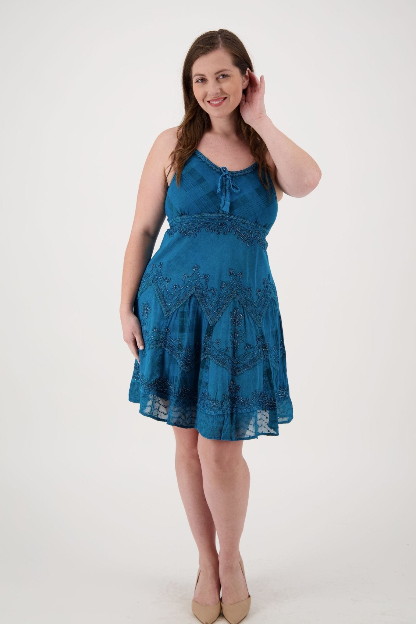 Plaid Panel Mid-Length Renaissance Dress (S/M - L/XL) 7 Colors 151304 - Advance Apparels Inc