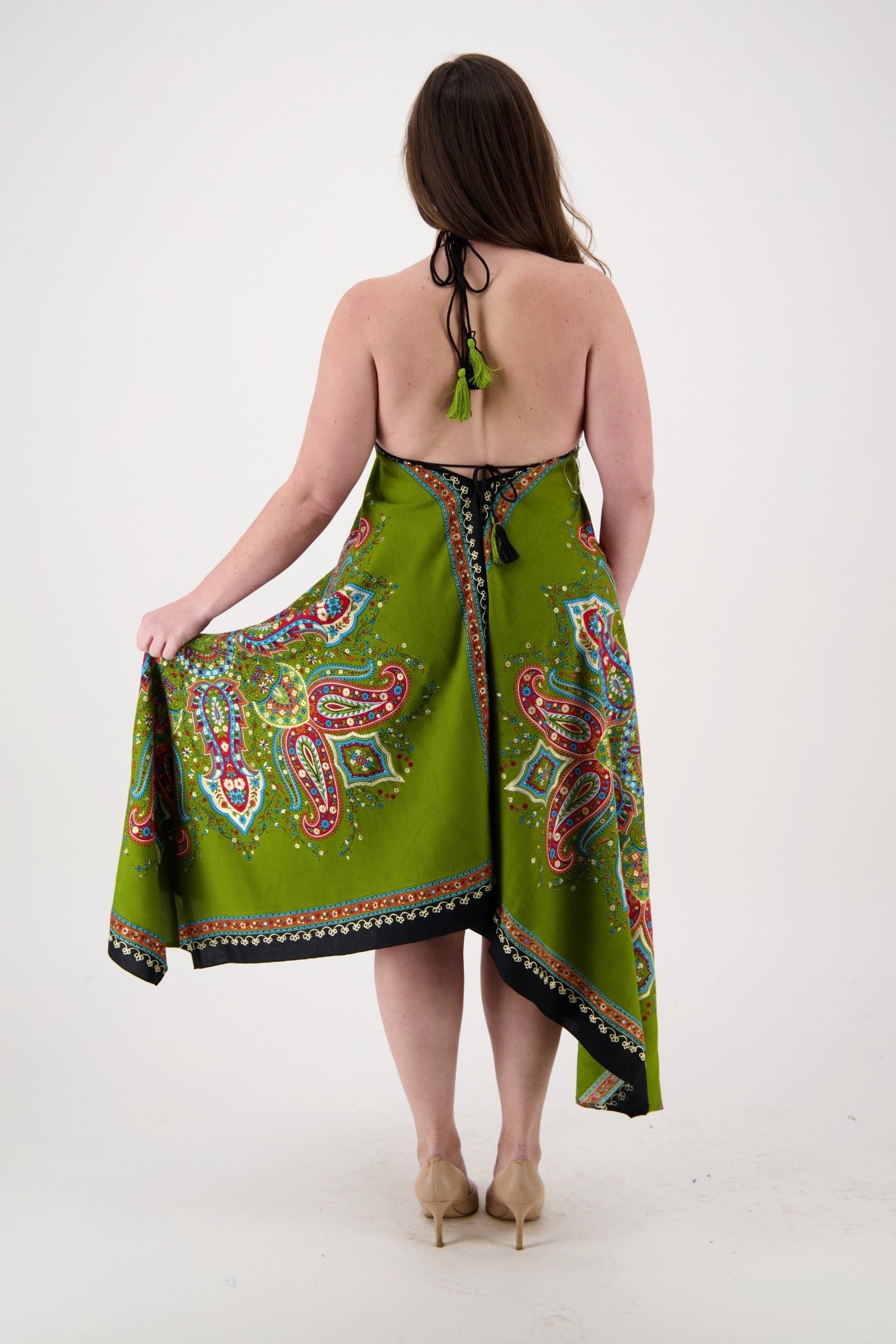 Printed Batik Scarf Halter Dress 1957 - Advance Apparels Inc