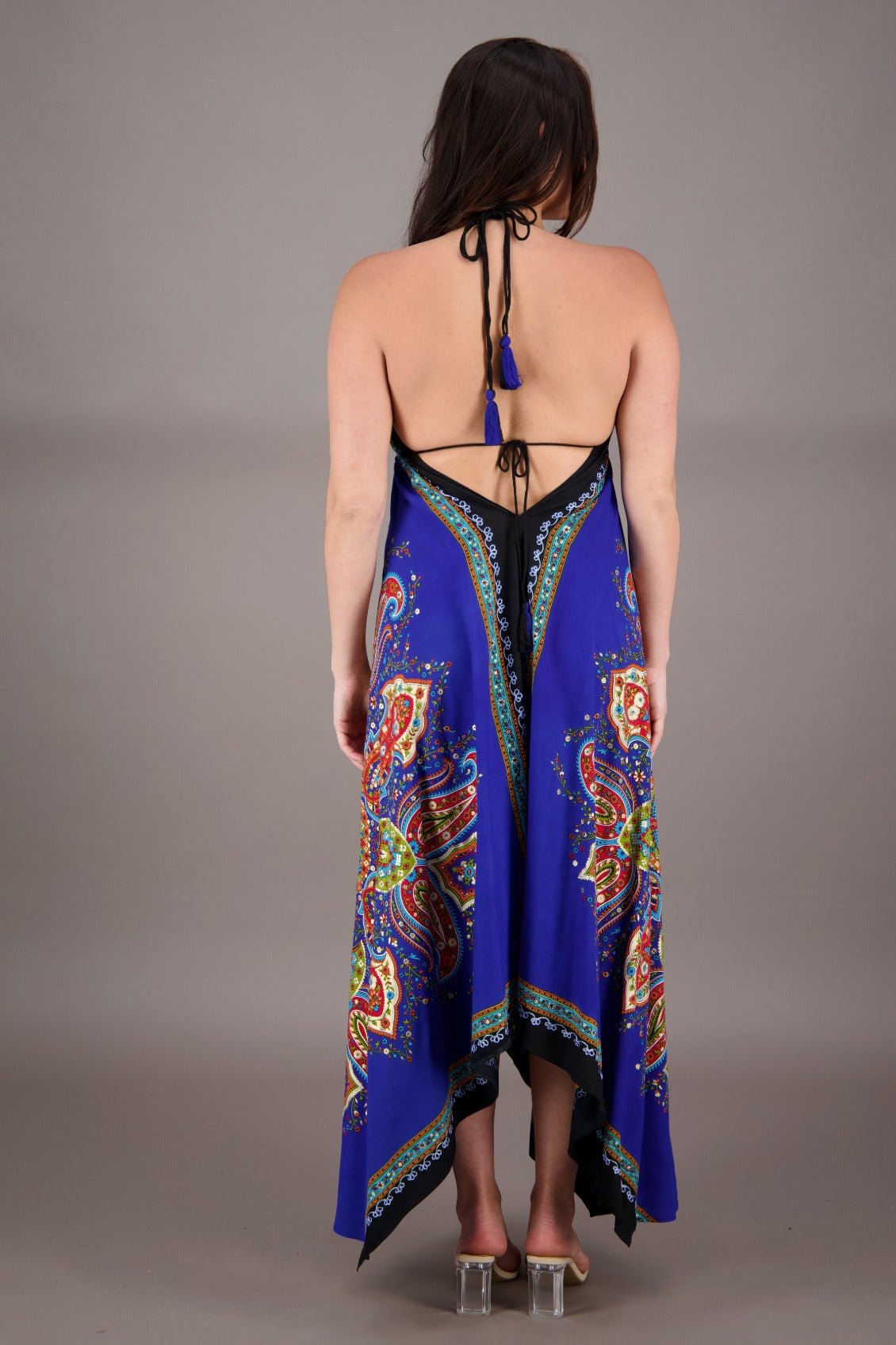 Printed Batik Scarf Halter Dress 1957 - Advance Apparels Inc