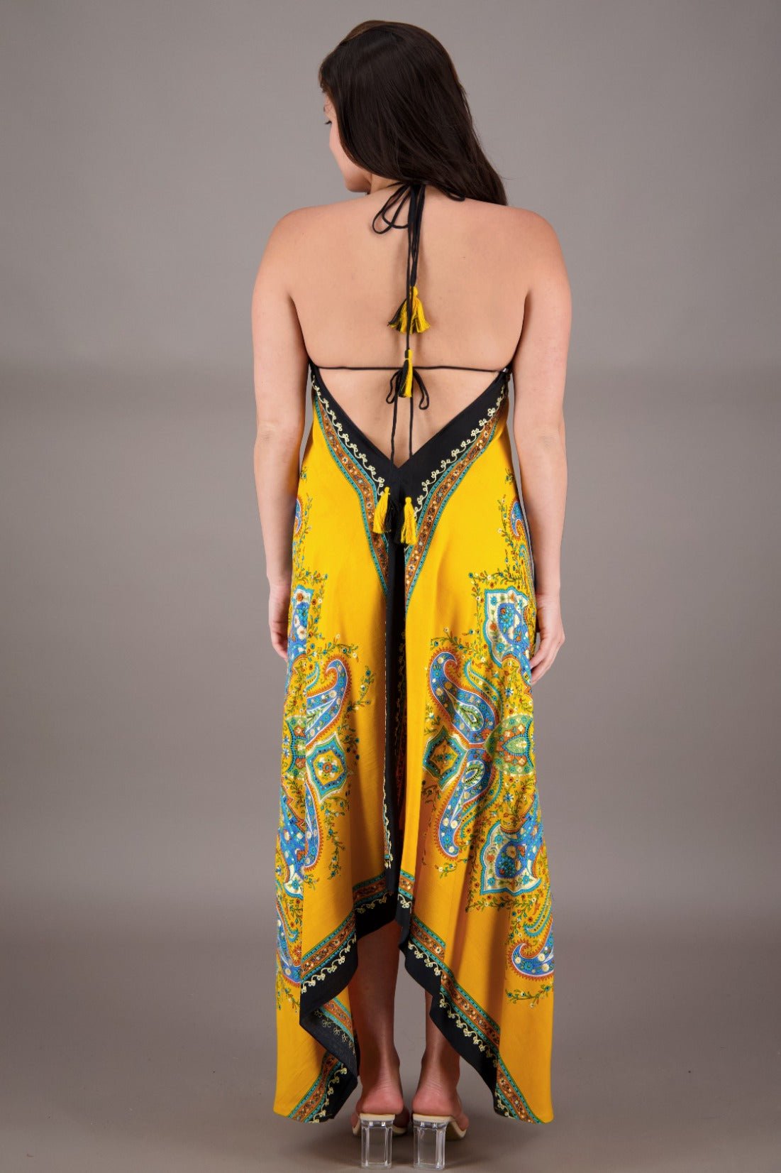 Printed Batik Scarf Halter Dress 1957 - Advance Apparels Inc