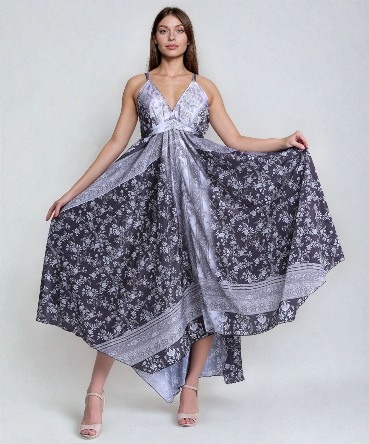 Printed Silk Dress AB - 12009 - Advance Apparels Inc