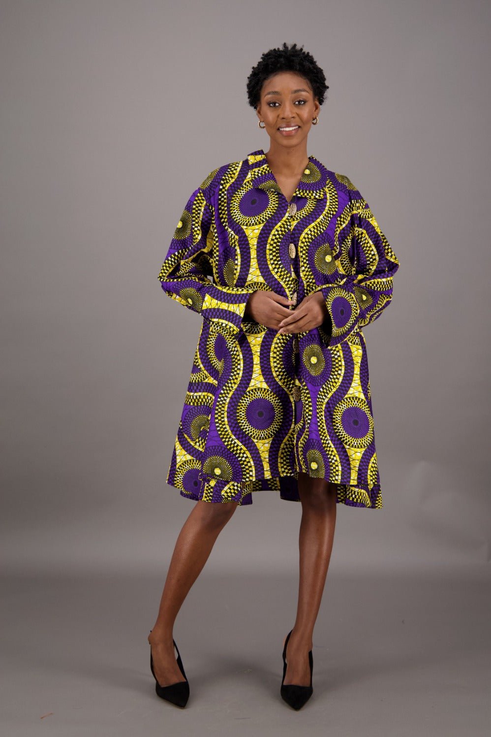 Purple Ankara Swing Dress AD - 25040 - 256 - Advance Apparels Inc