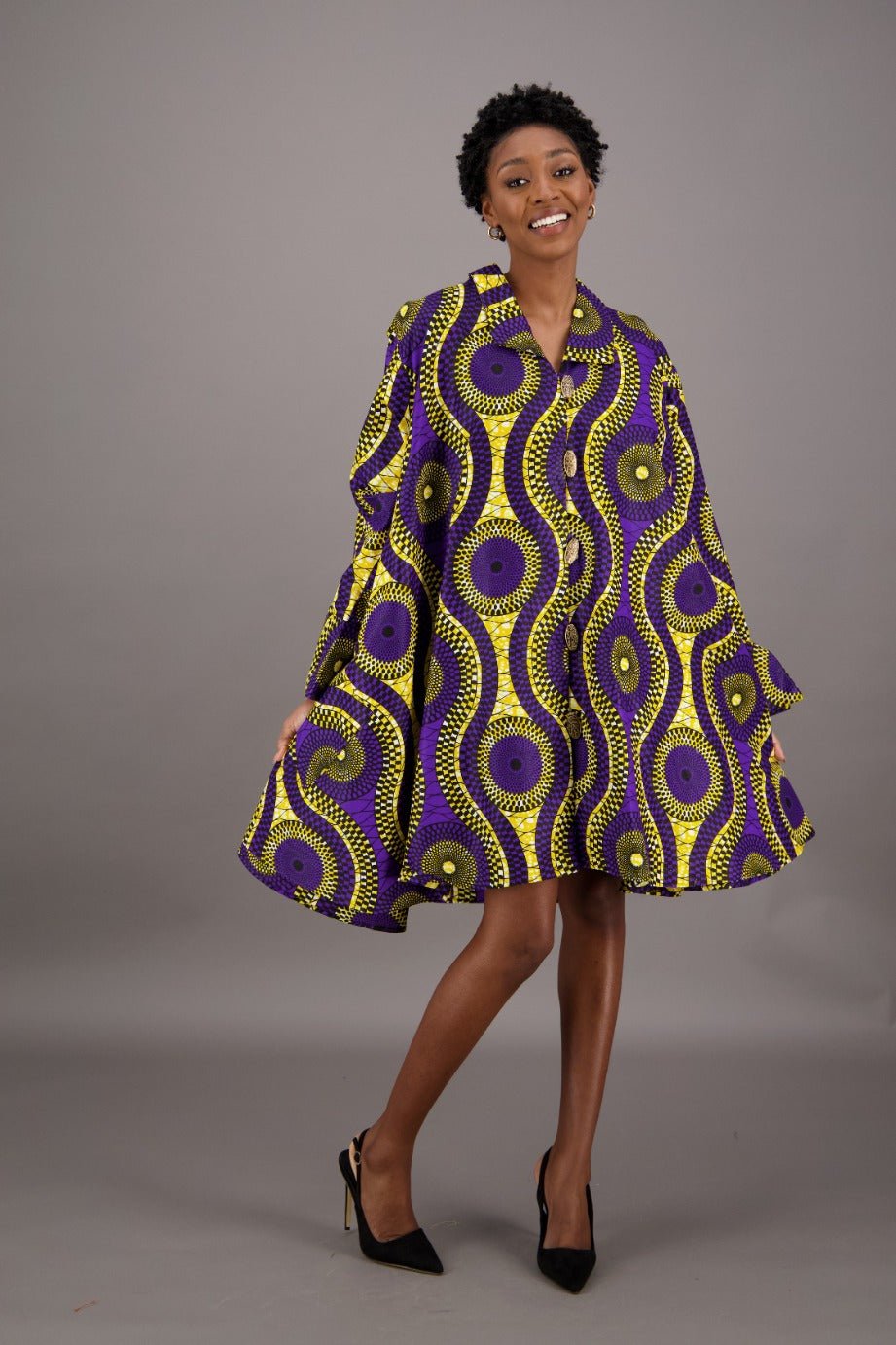 Purple Ankara Swing Dress AD - 25040 - 256 - Advance Apparels Inc