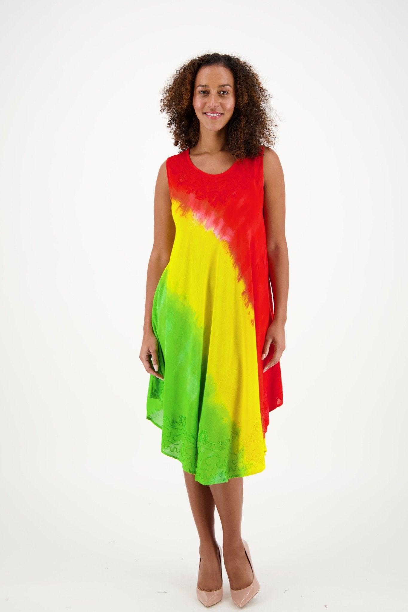 Effortless Island Style: Rasta Dress in Vibrant Tie-Dye