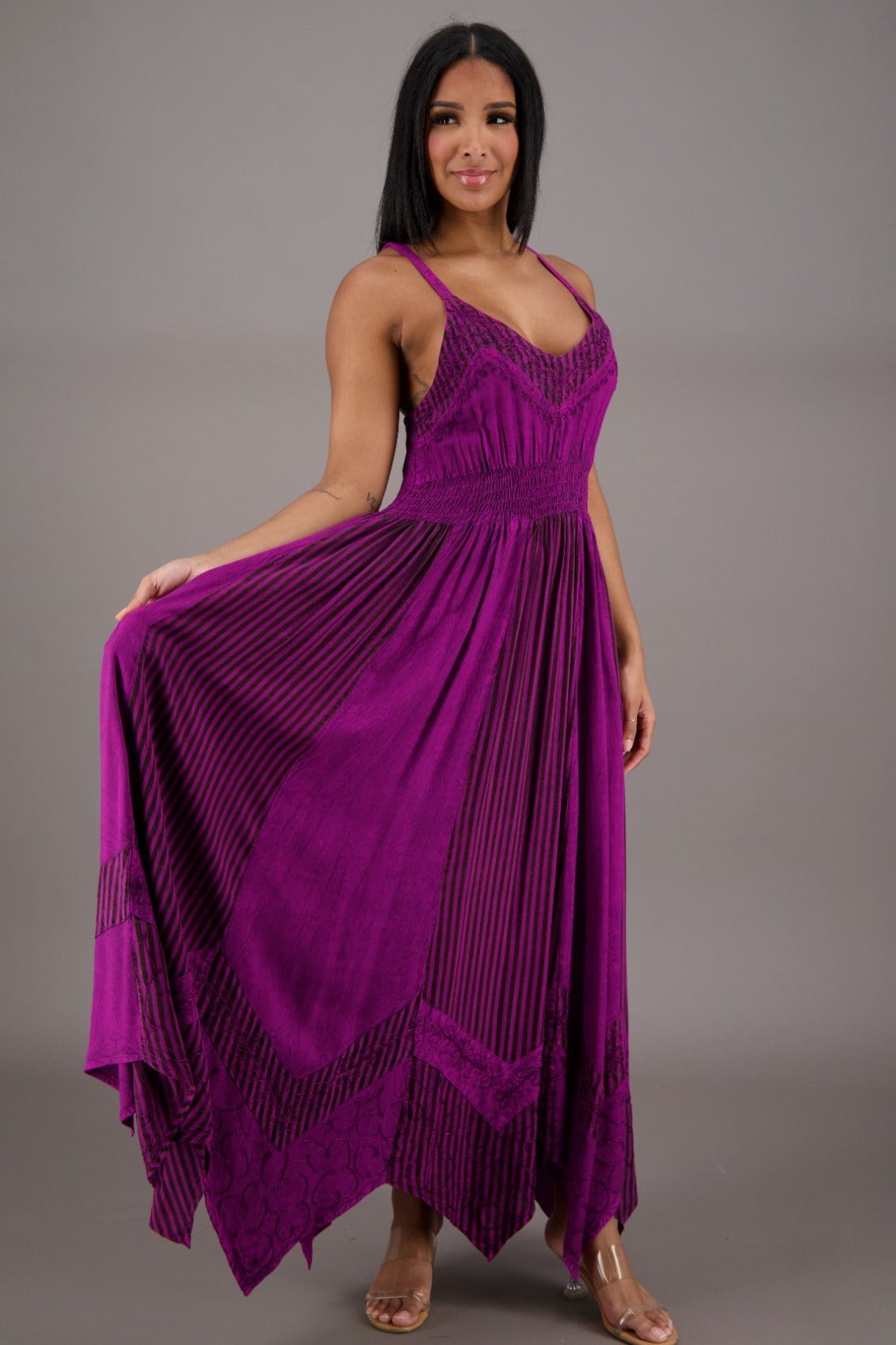 Regal Flair Acid Wash Maxi Dress ADL - 24339 - Advance Apparels Inc