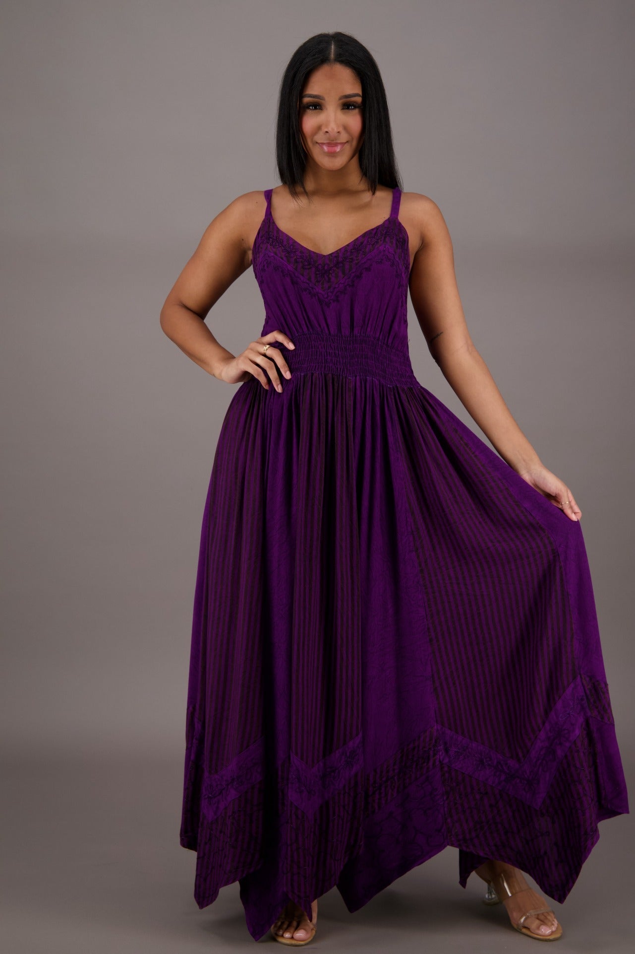 Regal Flair Acid Wash Maxi Dress ADL - 24339 - Advance Apparels Inc