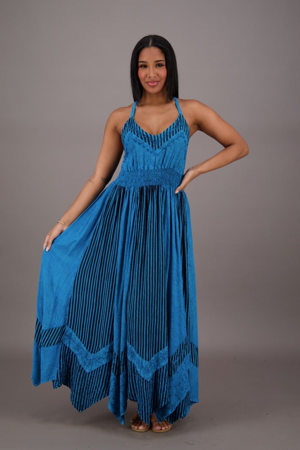Regal Flair Acid Wash Maxi Dress ADL - 24339 - Advance Apparels Inc