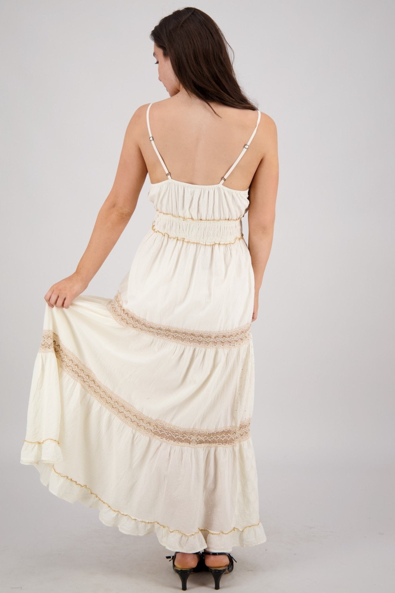 Sandstone Lace Trim Maxi - Advance Apparels Inc