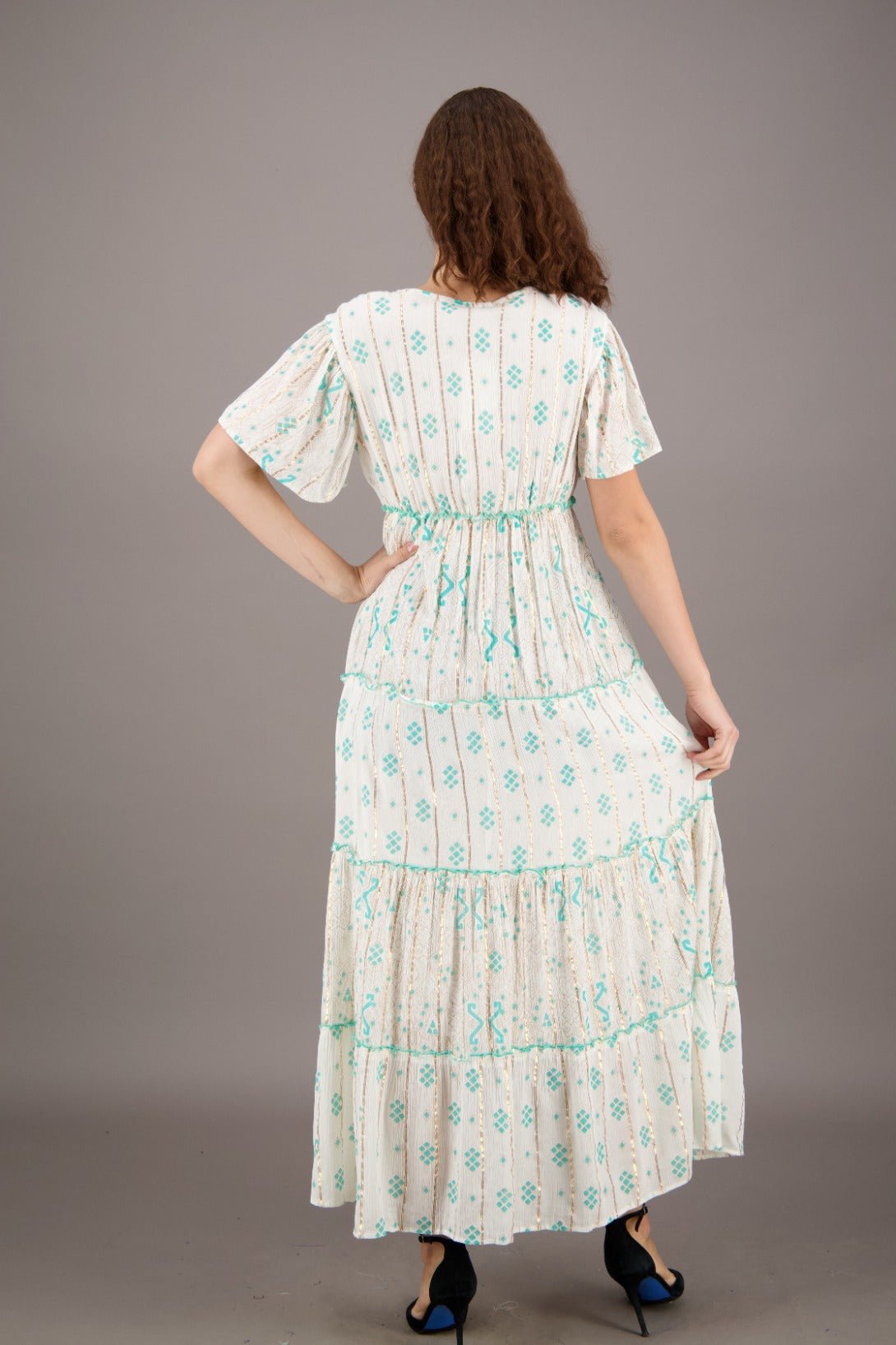 Sequin Glamour Tropical Maxi Dress 24921 - Advance Apparels Inc