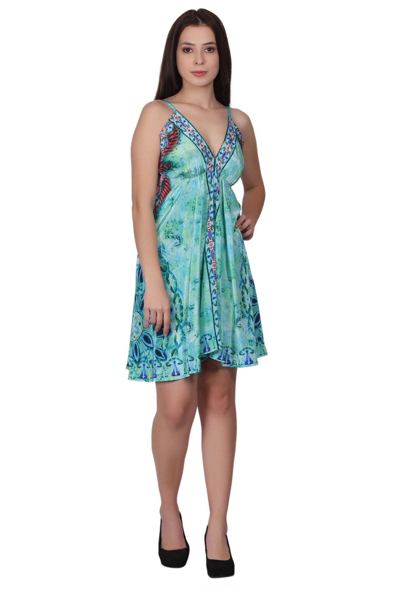 Short Silk Spaghetti Strap Dress PD-97132 - Advance Apparels Inc