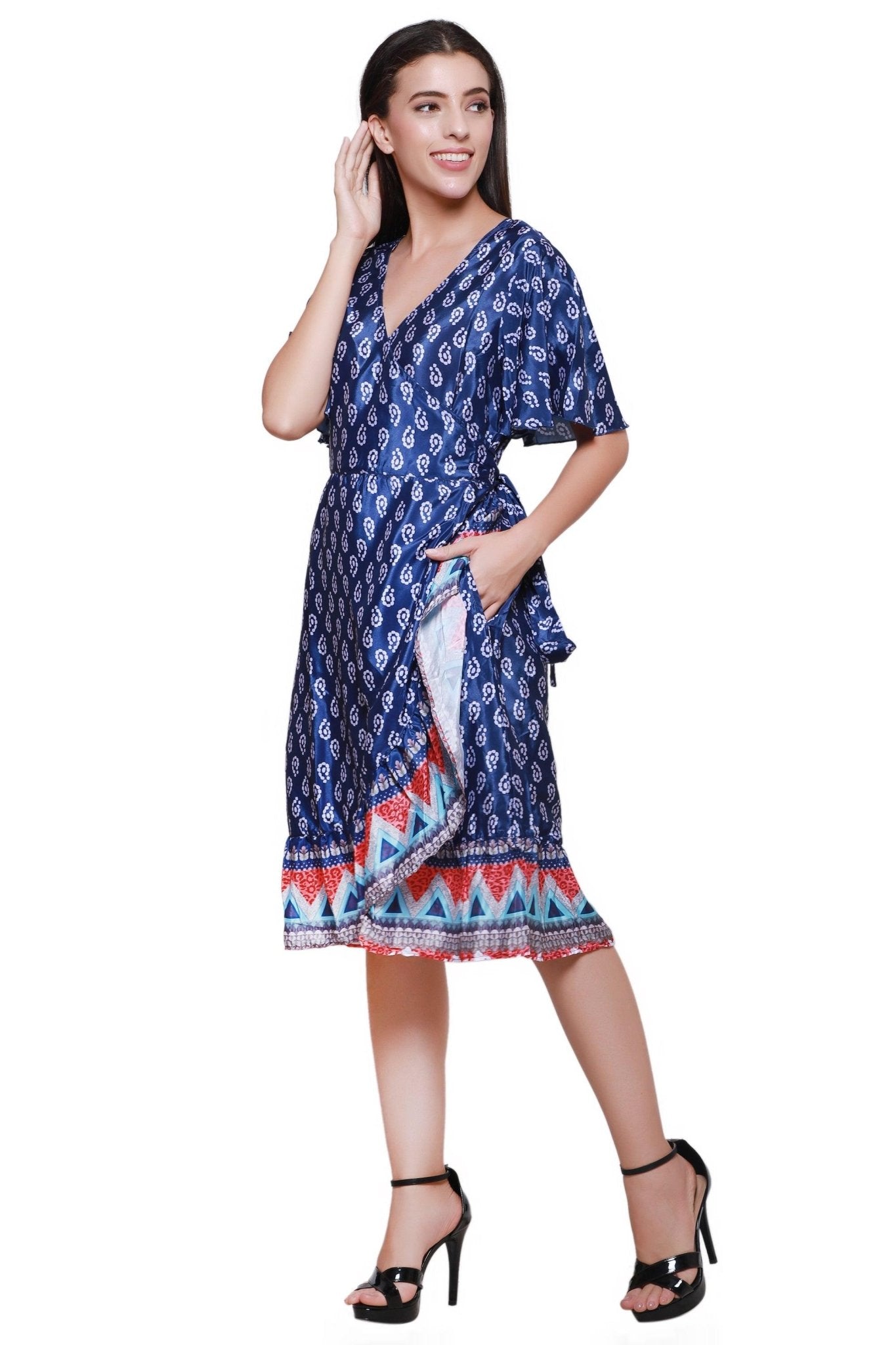 Silk Wrap Dress AB22023 - Advance Apparels Inc