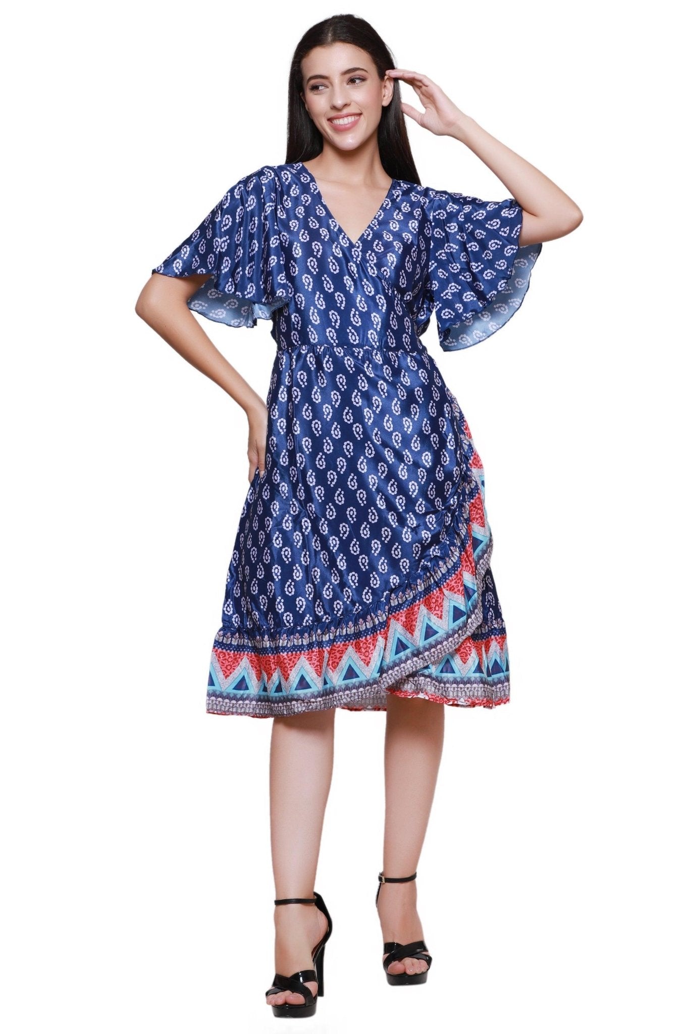 Silk Wrap Dress AB22023 - Advance Apparels Inc