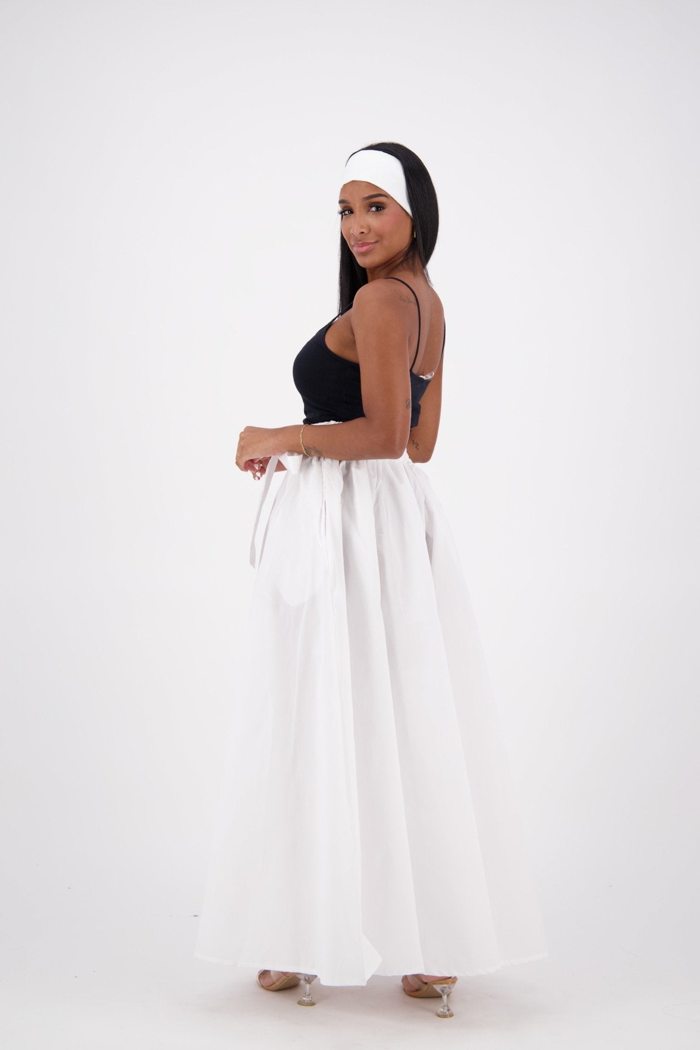 SIlk/Poly Blend Long Maxi Skirt 24317 White - Advance Apparels Inc
