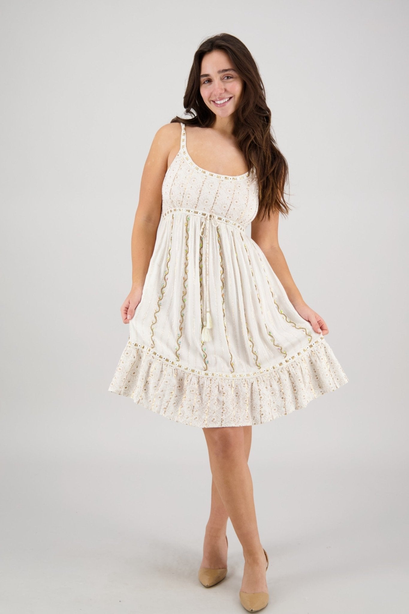 Summer Mini Dress with Stretch Back – 100% Rayon Lurex Dress C3 / L/XL