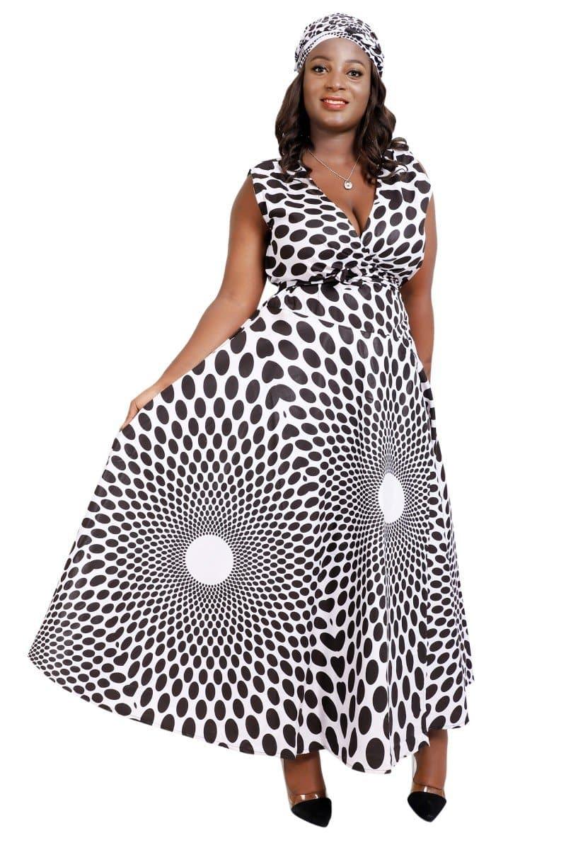 Sleeveless African Print Wrap Dress 1716 - Advance Apparels Inc