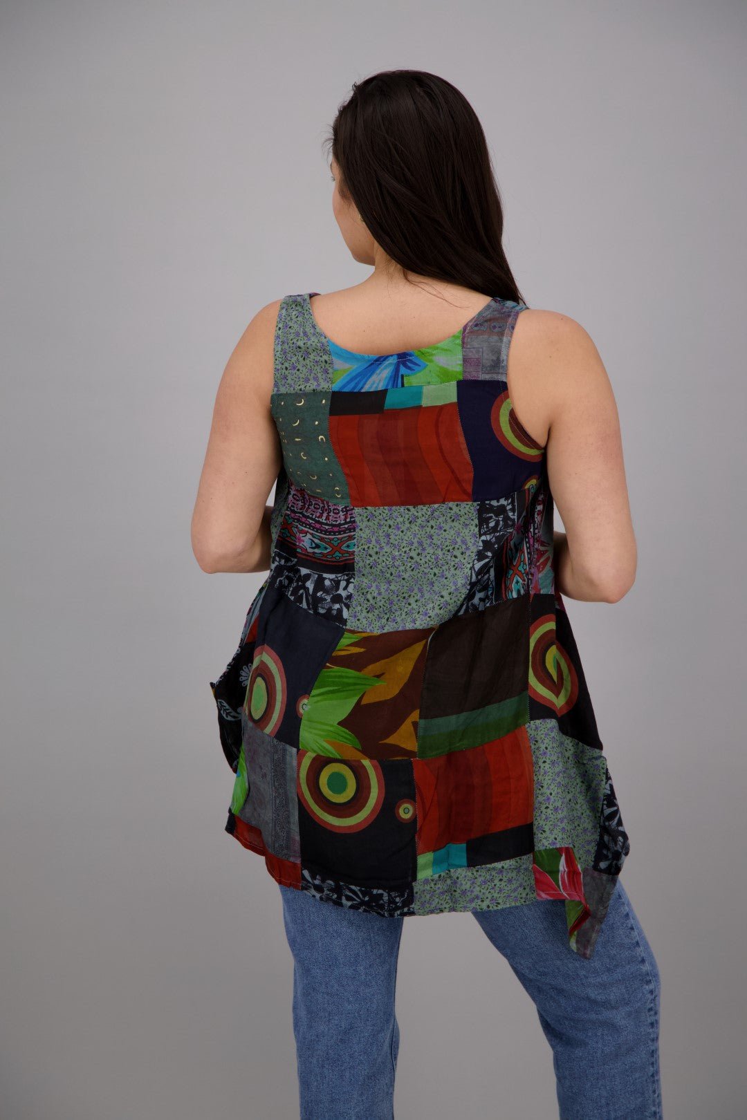 Sleeveless Patchwork Blouse PAT - 3265 - Advance Apparels Inc