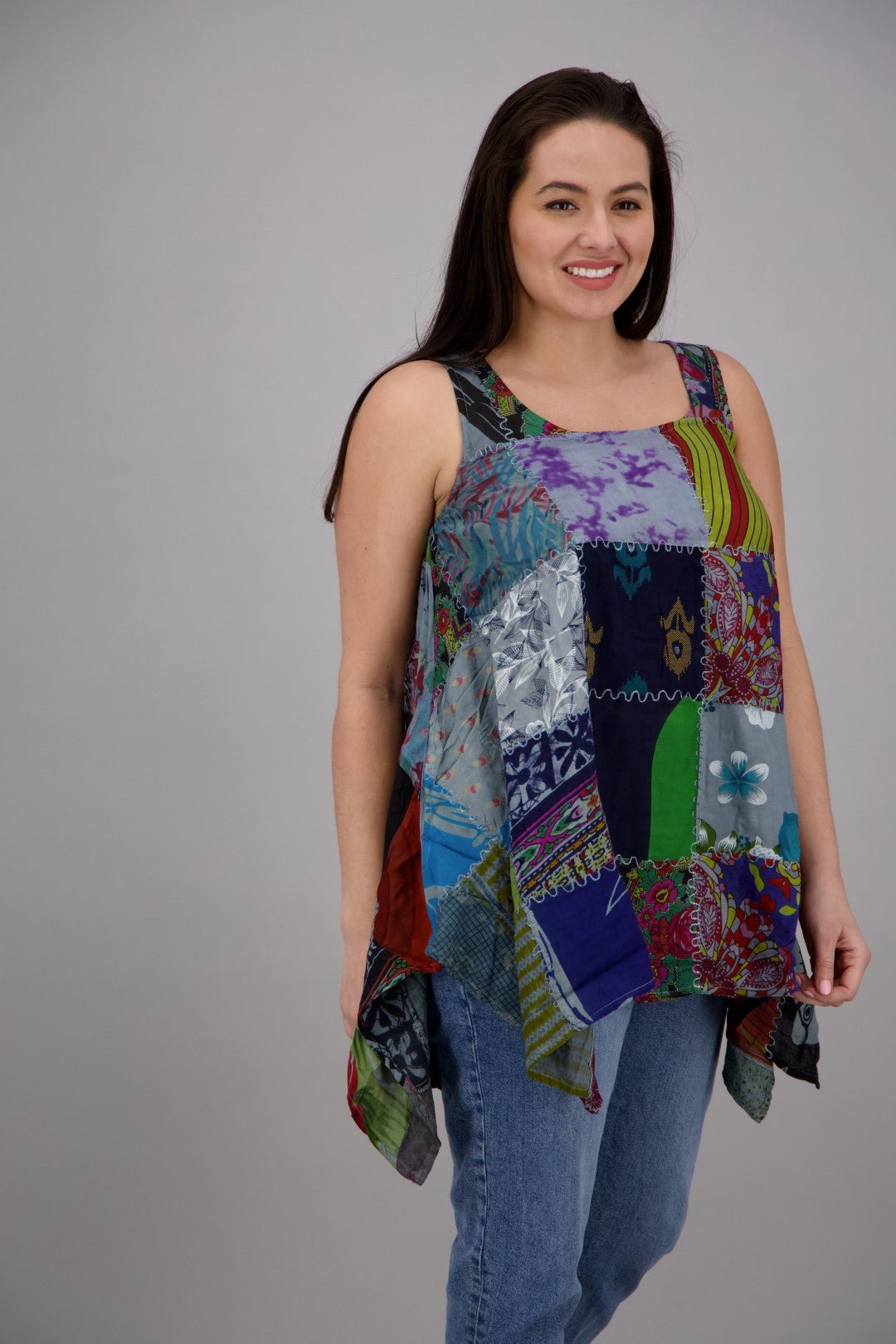 Sleeveless Patchwork Blouse PAT - 3265 - Advance Apparels Inc