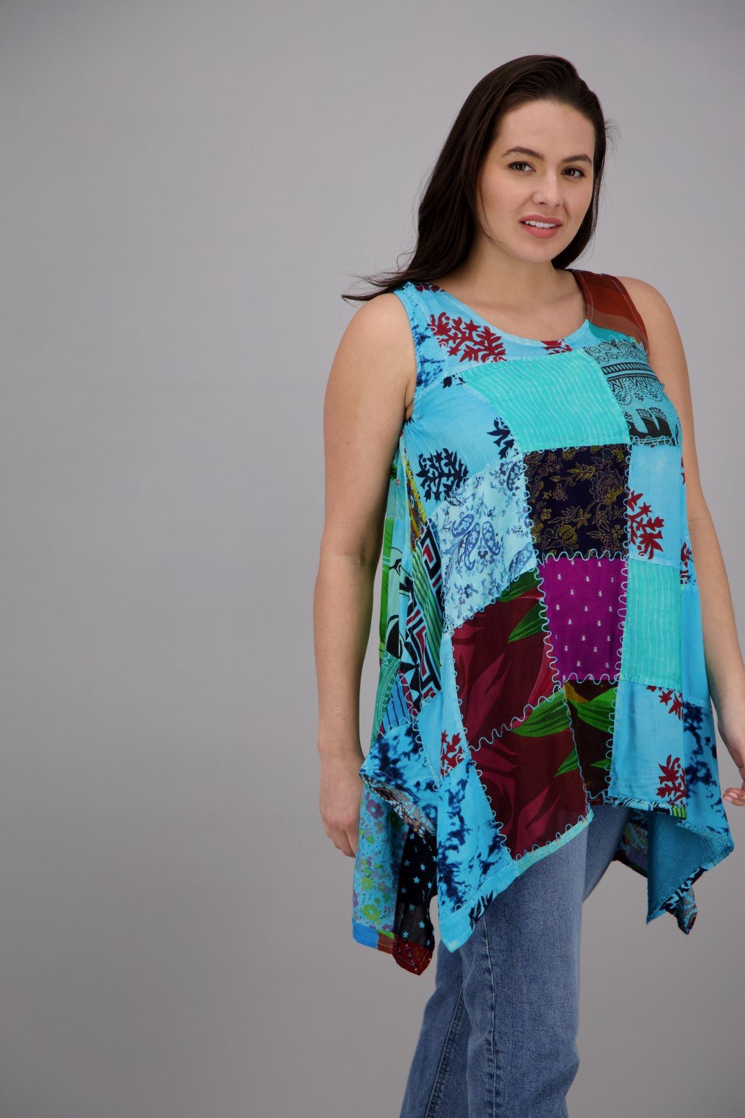 Sleeveless Patchwork Blouse PAT - 3265 - Advance Apparels Inc