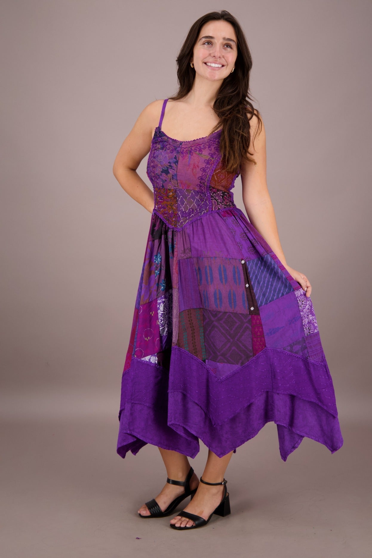 Patchwork Dress - Handcrafted Boho Style | 100% Rayon C2 / S/M Patchwork Dress - Handcrafted Boho Style | 100% Rayon C2 / S/M