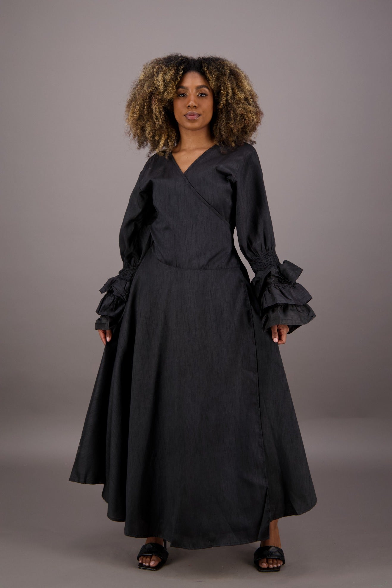 Solid Color Wrap Dress - Advance Apparels Inc