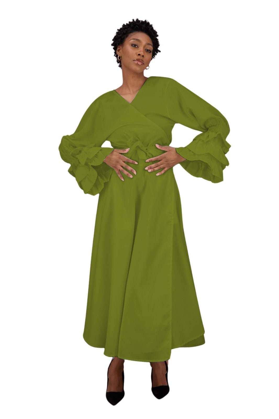Solid Color Wrap Dress - Advance Apparels Inc