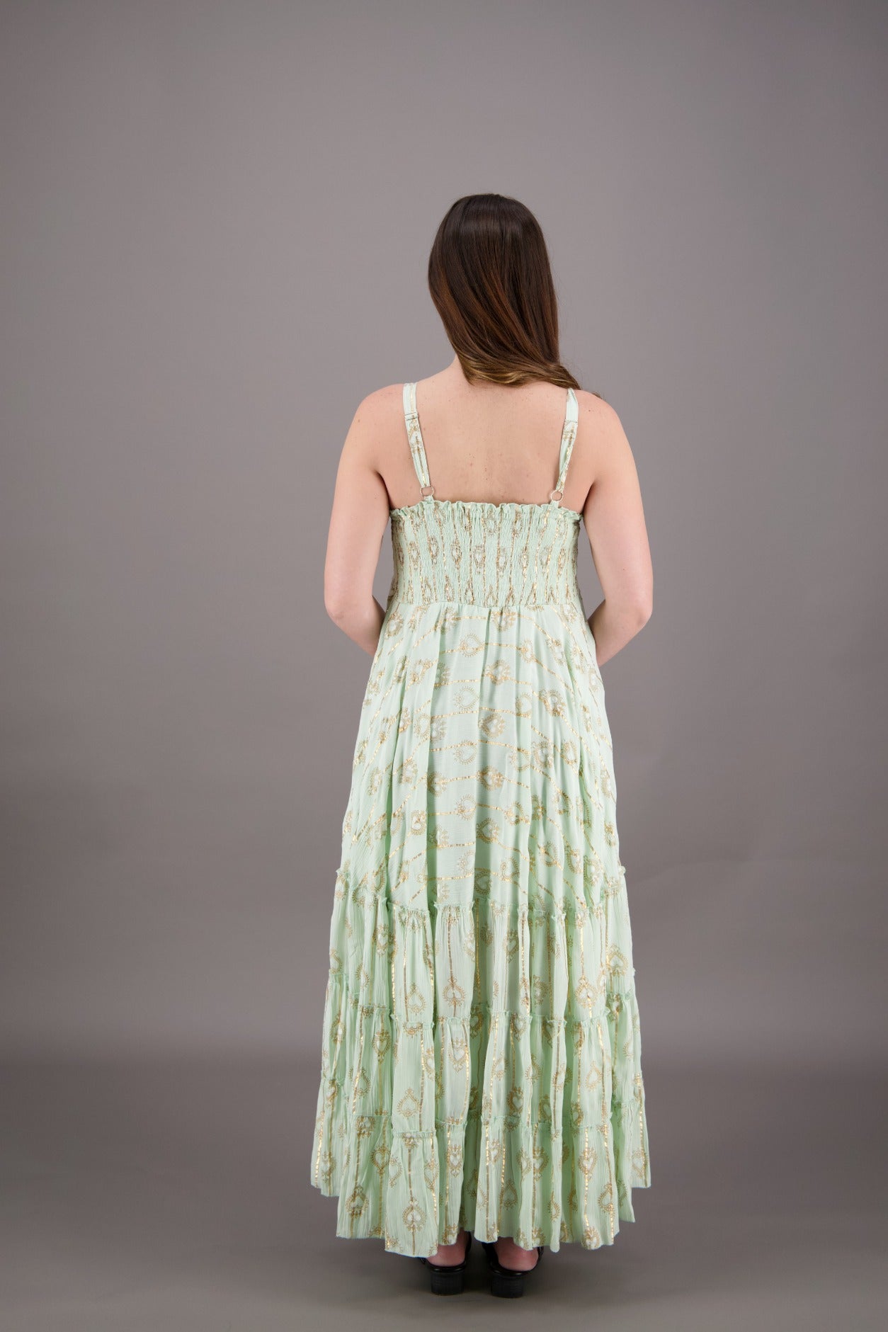 Sunset Tiered Boho Lurex Dress 24915 - Advance Apparels Inc