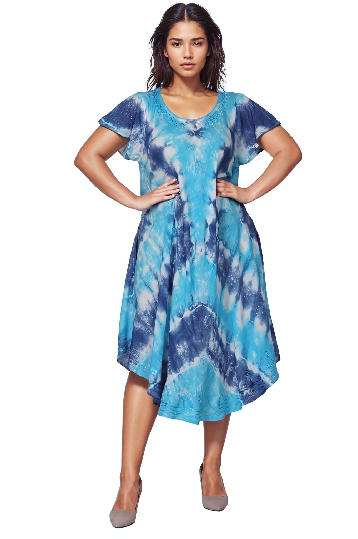 Tie Dye Cap Sleeve Dress 482207SLV - Advance Apparels Inc
