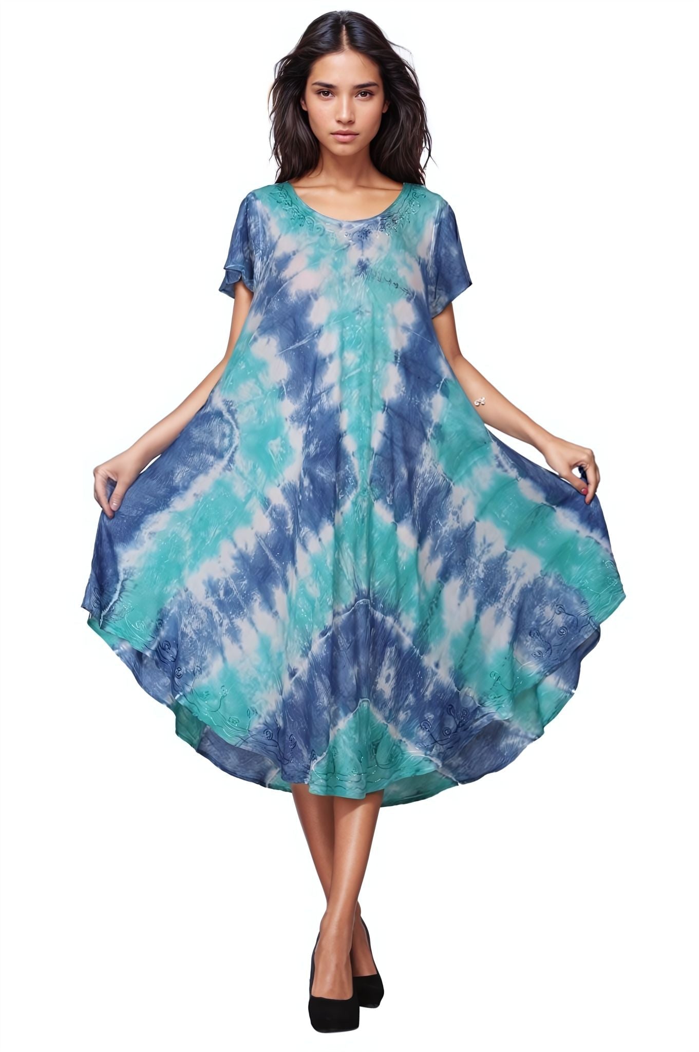 Tie Dye Cap Sleeve Dress 482207SLV - Advance Apparels Inc