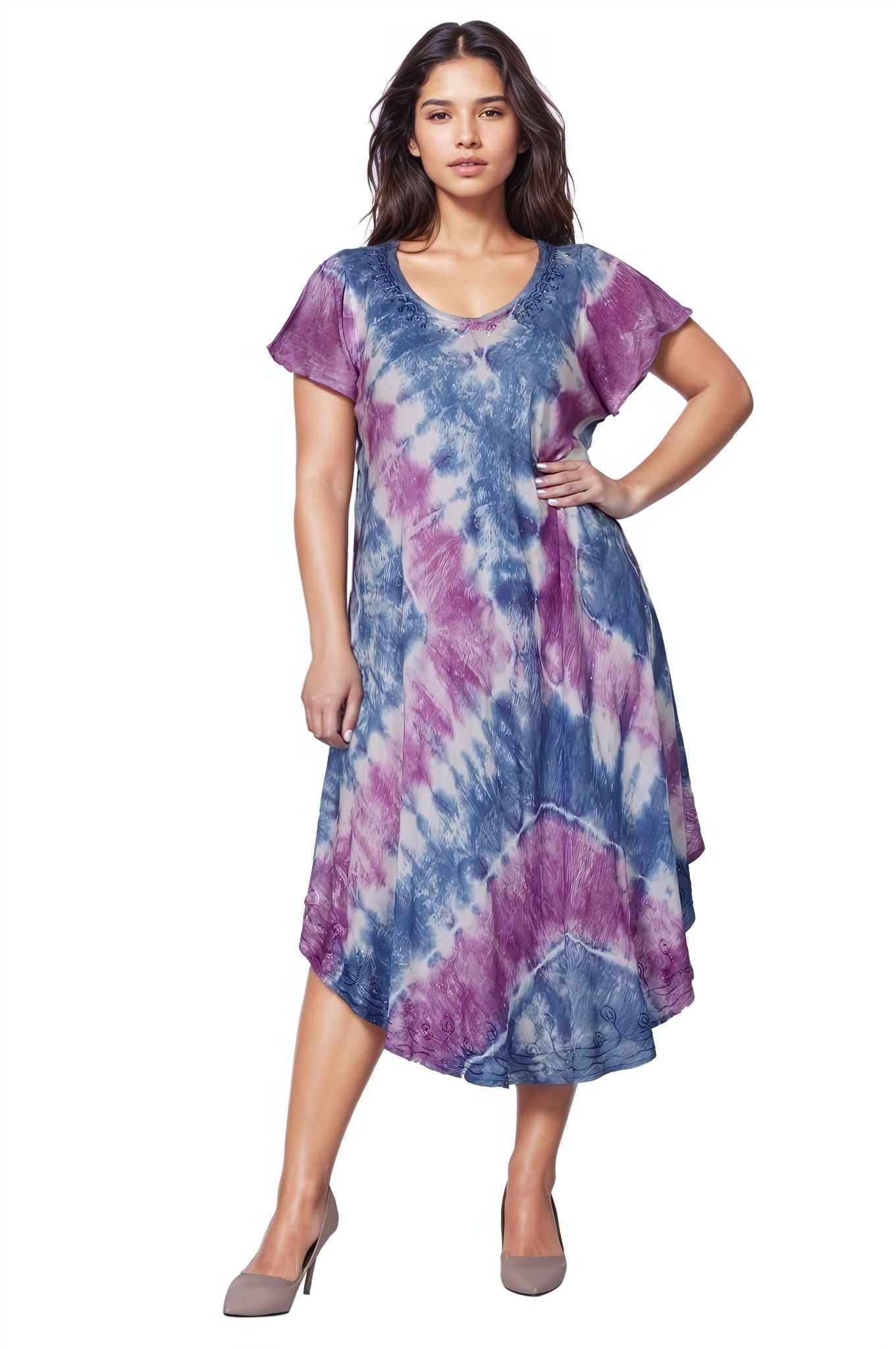 Tie Dye Cap Sleeve Dress 482207SLV - Advance Apparels Inc