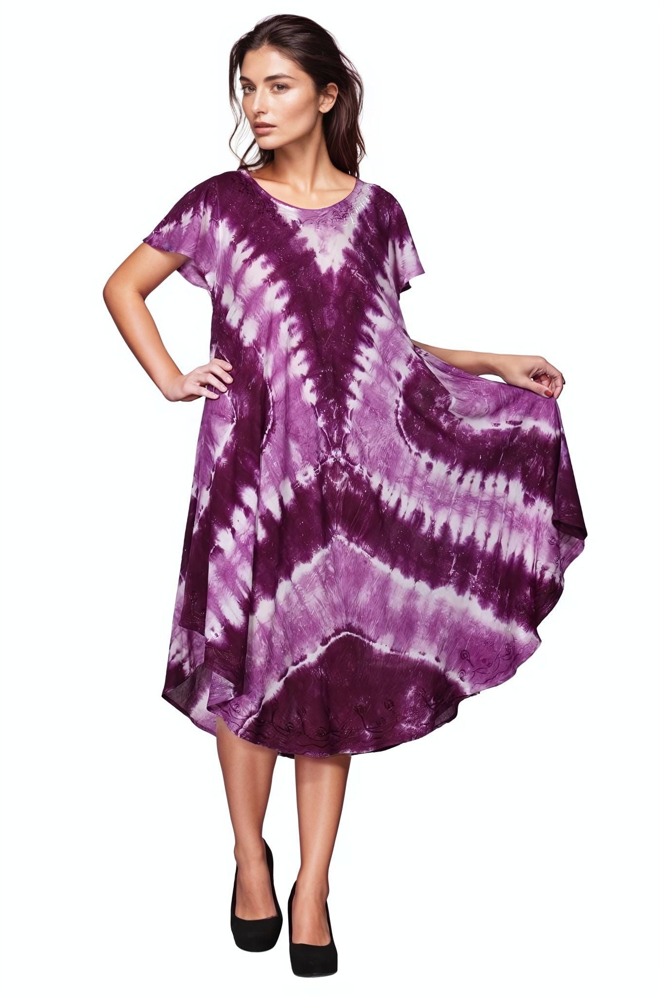 Tie Dye Cap Sleeve Dress 482207SLV - Advance Apparels Inc