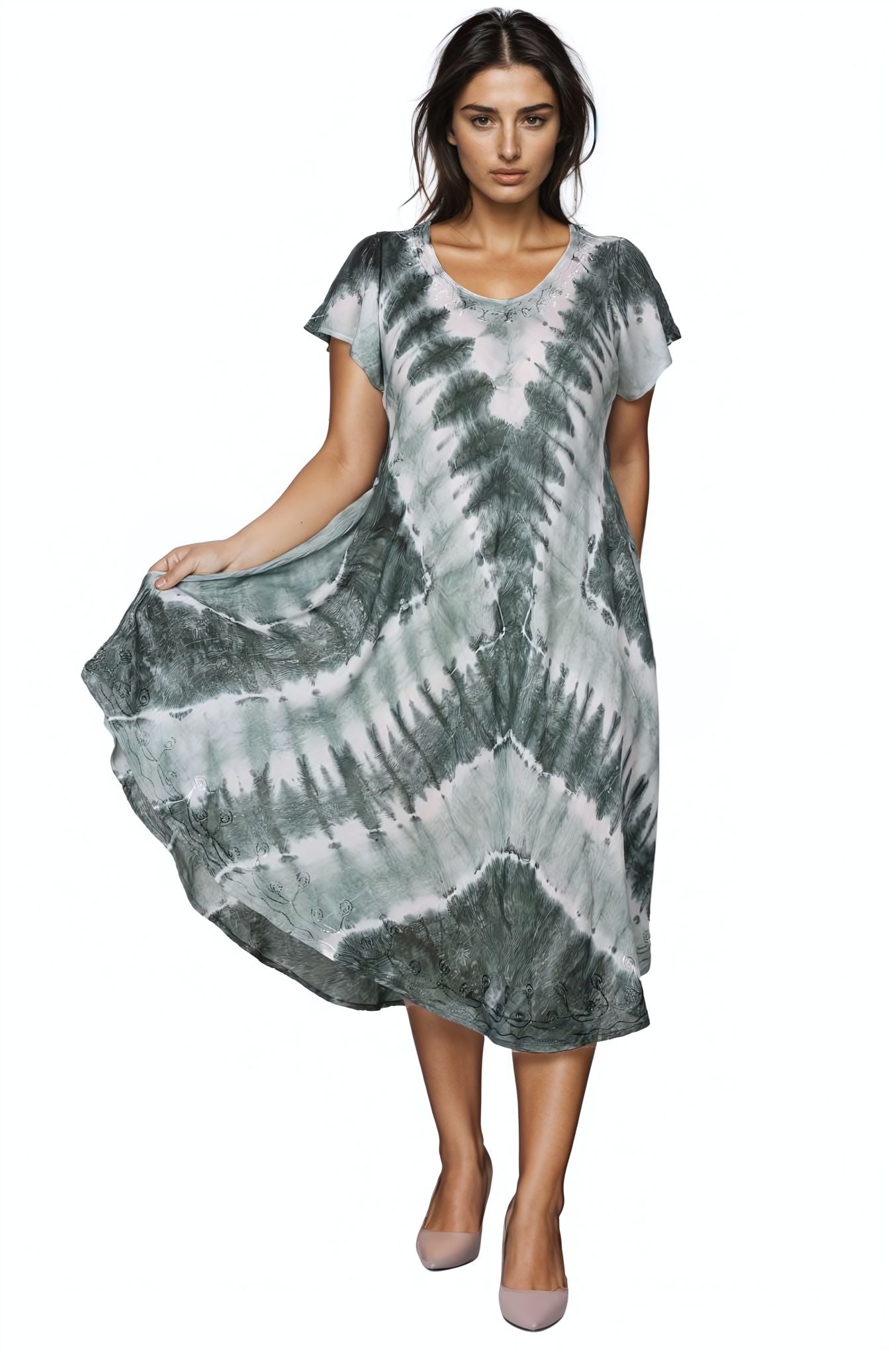 Tie Dye Cap Sleeve Dress 482207SLV - Advance Apparels Inc