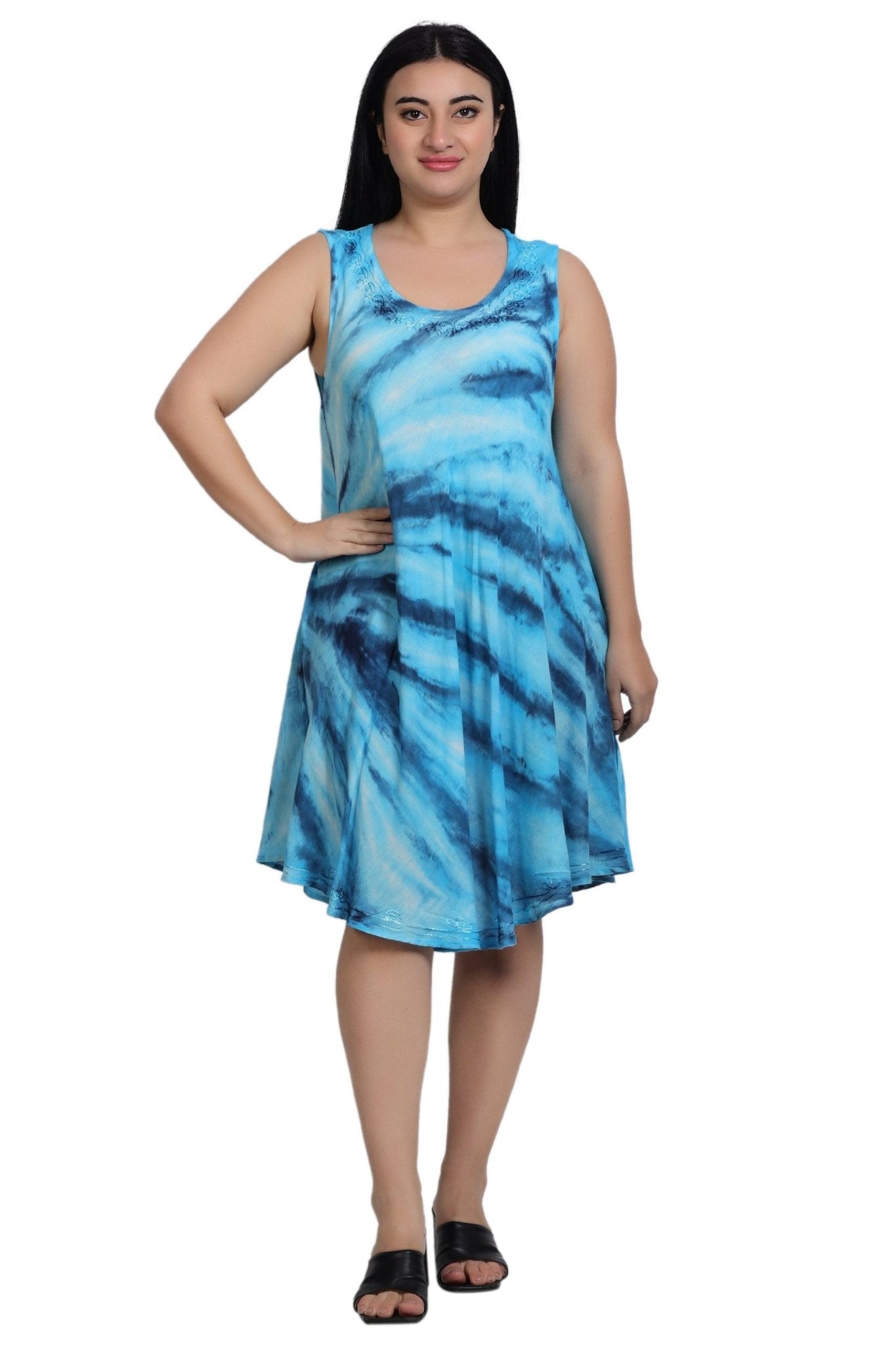 Tie Dye Trapeze Dress 362170R Indigo / One Size Fits Most Tie Dye Trapeze Dress 362170R Indigo / One Size Fits Most