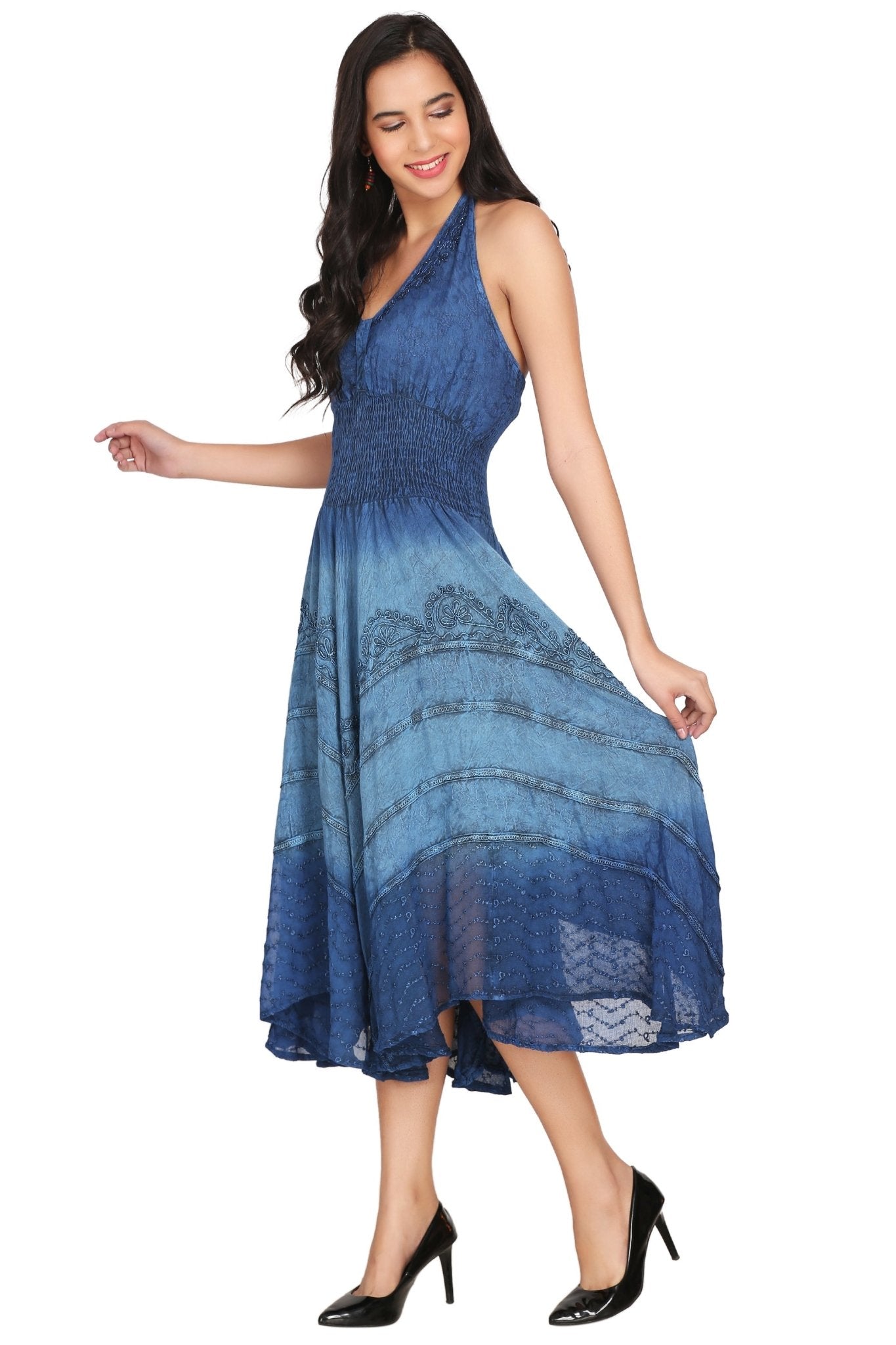 Tri Color Ombre Maxi Dress 602 - Advance Apparels Inc