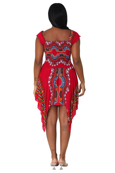 Tropical Dashiki Print Off Shoulder Dress TH356 - Advance Apparels Inc
