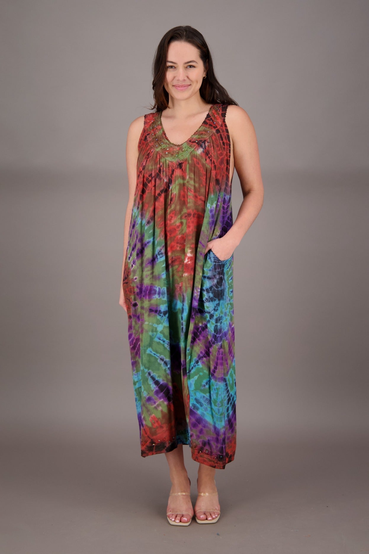 V - Neck Tie Dye Dress 24325 - Advance Apparels Inc