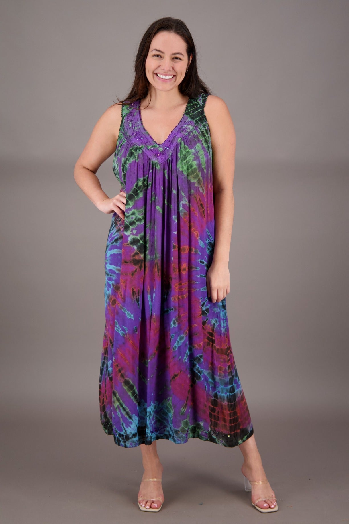 V - Neck Tie Dye Dress 24325 - Advance Apparels Inc