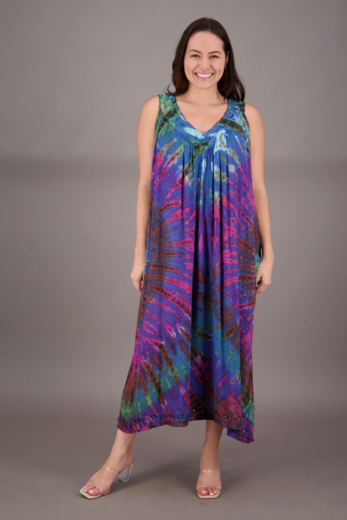 V - Neck Tie Dye Dress 24325 - Advance Apparels Inc