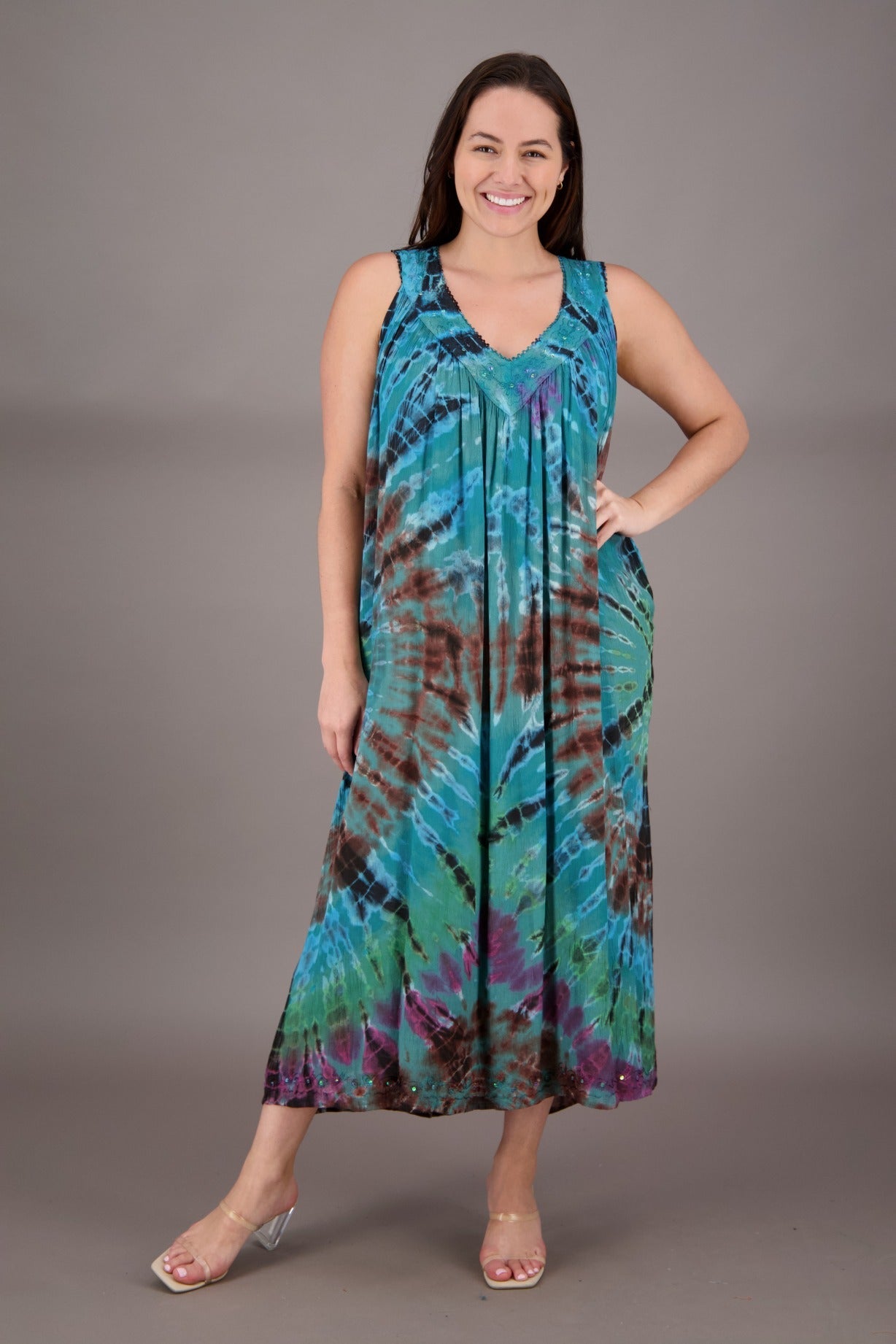 V - Neck Tie Dye Dress 24325 - Advance Apparels Inc