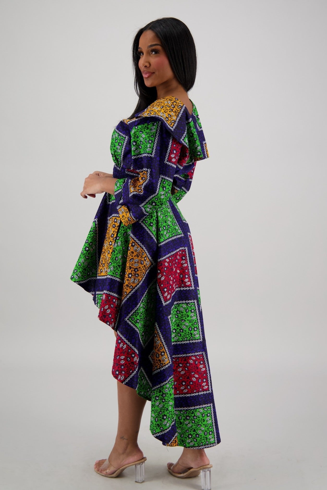 Vibrant Patchwork Hi - Lo Dress AD - 25012 - 270 - Advance Apparels Inc