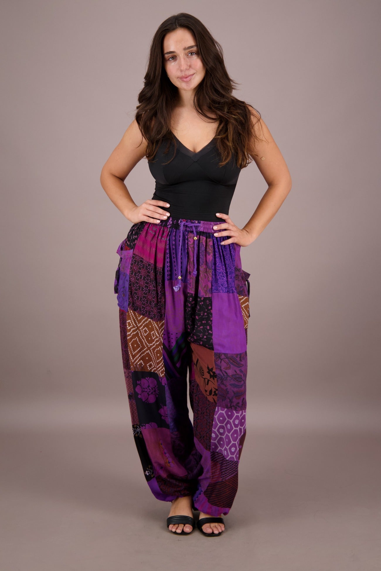 Wide Leg Patchwork Pants PAT - 3259 - Advance Apparels Inc