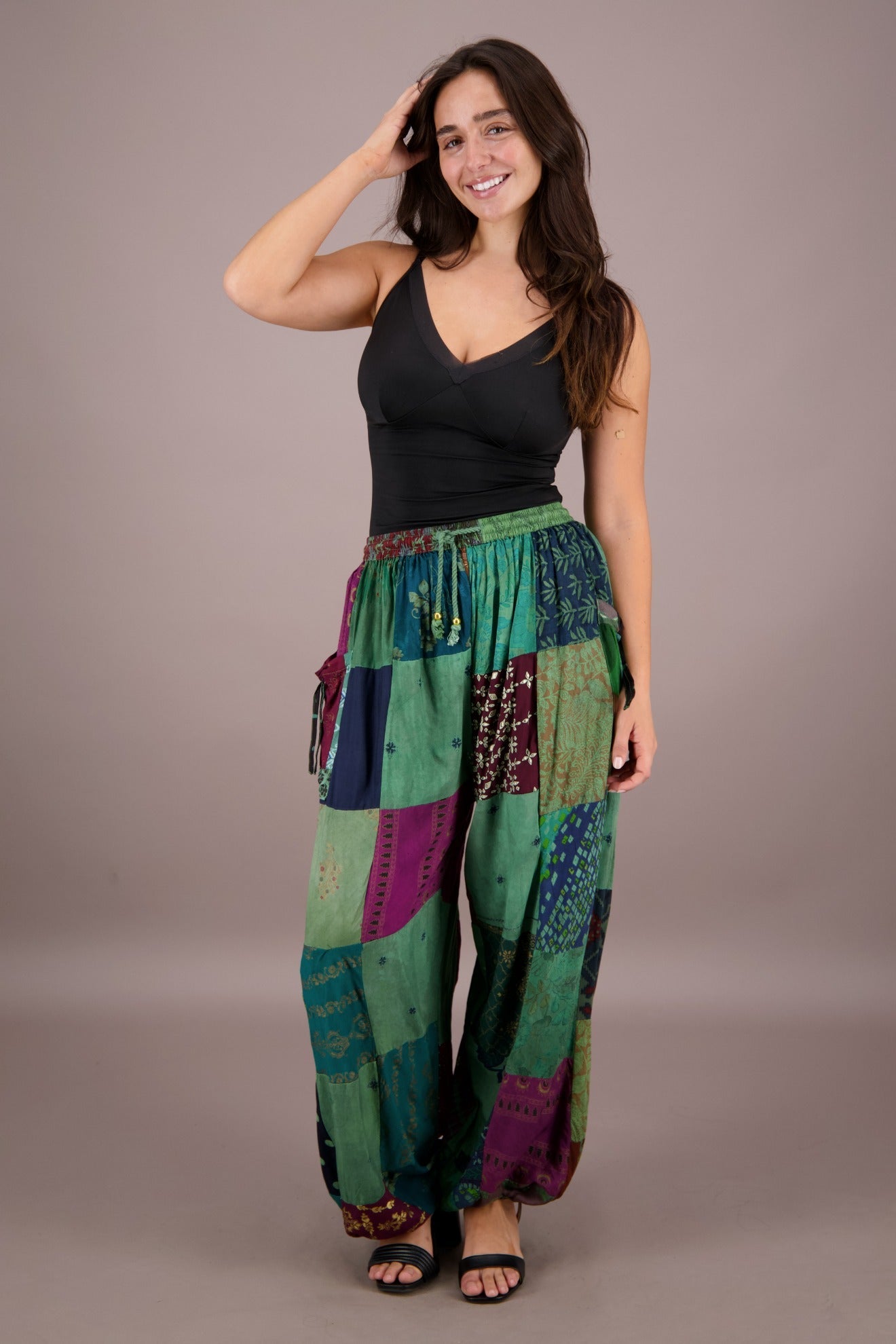 Wide Leg Patchwork Pants PAT - 3259 - Advance Apparels Inc