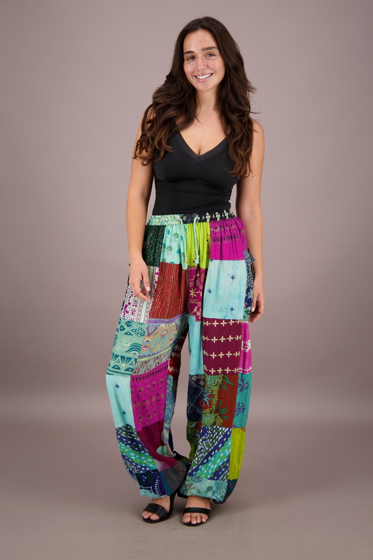 Wide Leg Patchwork Pants PAT - 3259 - Advance Apparels Inc