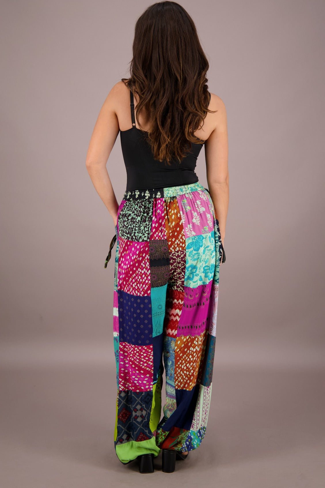 Wide Leg Patchwork Pants PAT - 3259 - Advance Apparels Inc
