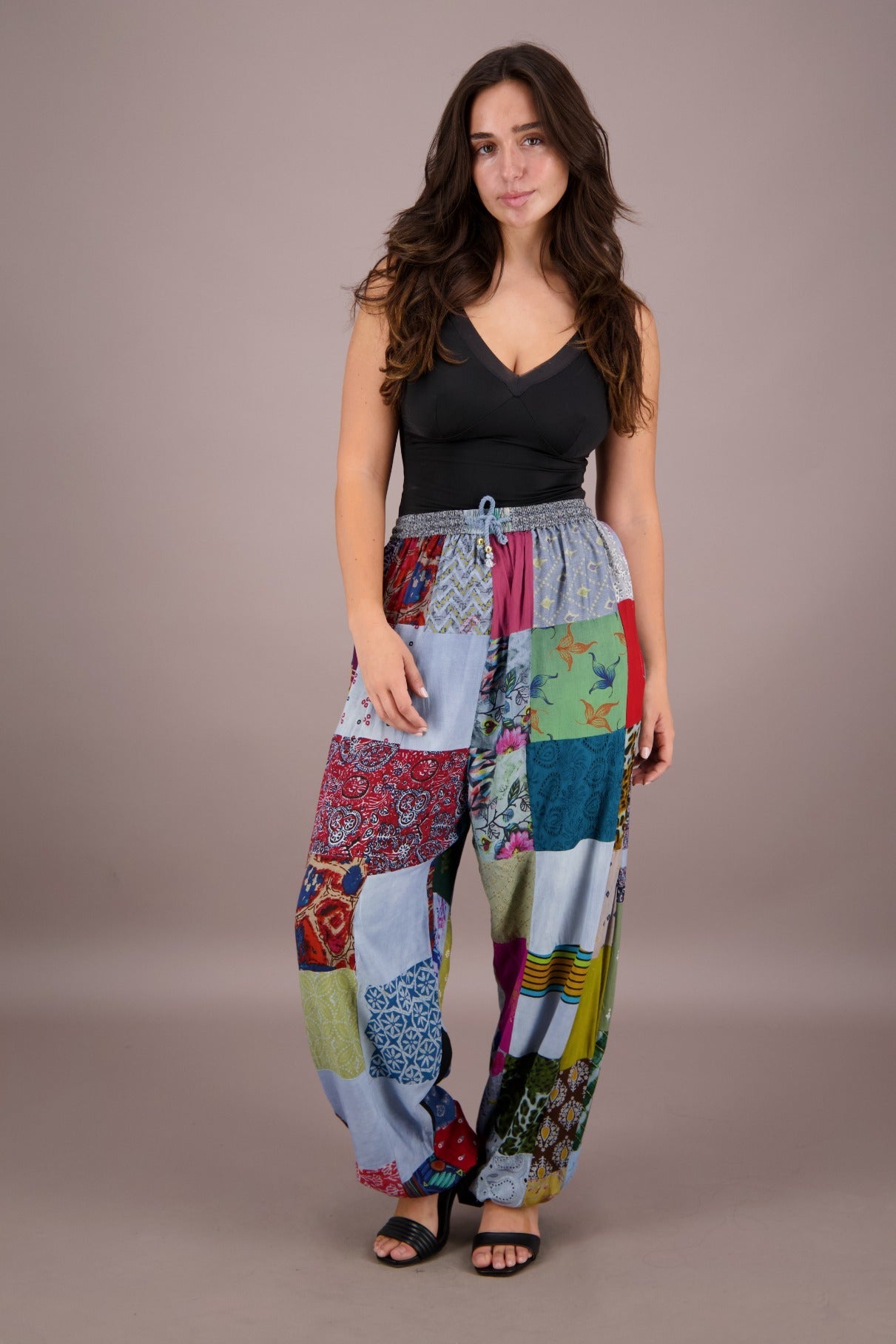 Wide Leg Patchwork Pants PAT - 3259 - Advance Apparels Inc