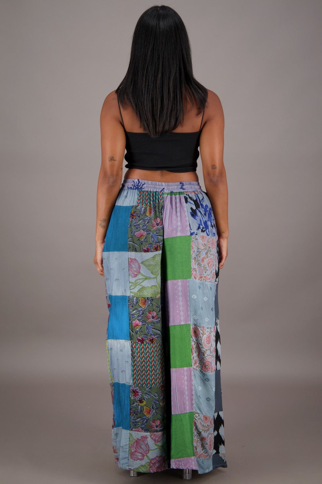 Wide Leg Patchwork Pants PAT - 3295 - Advance Apparels Inc